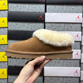 UGG Chestnut Slip-On Shoes with Cream Plush Foldover Collar