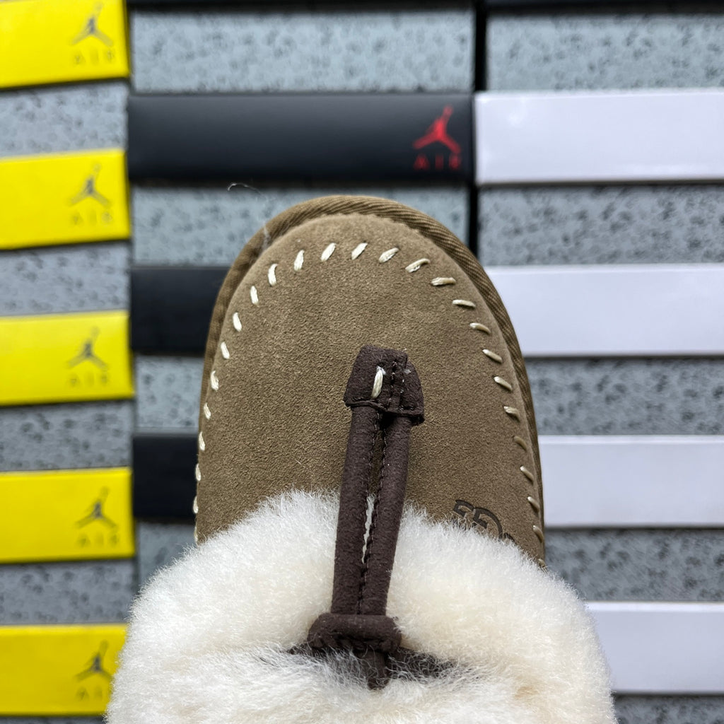 UGG Light Bronze Slip-On Shoes with Cream Plush Collar