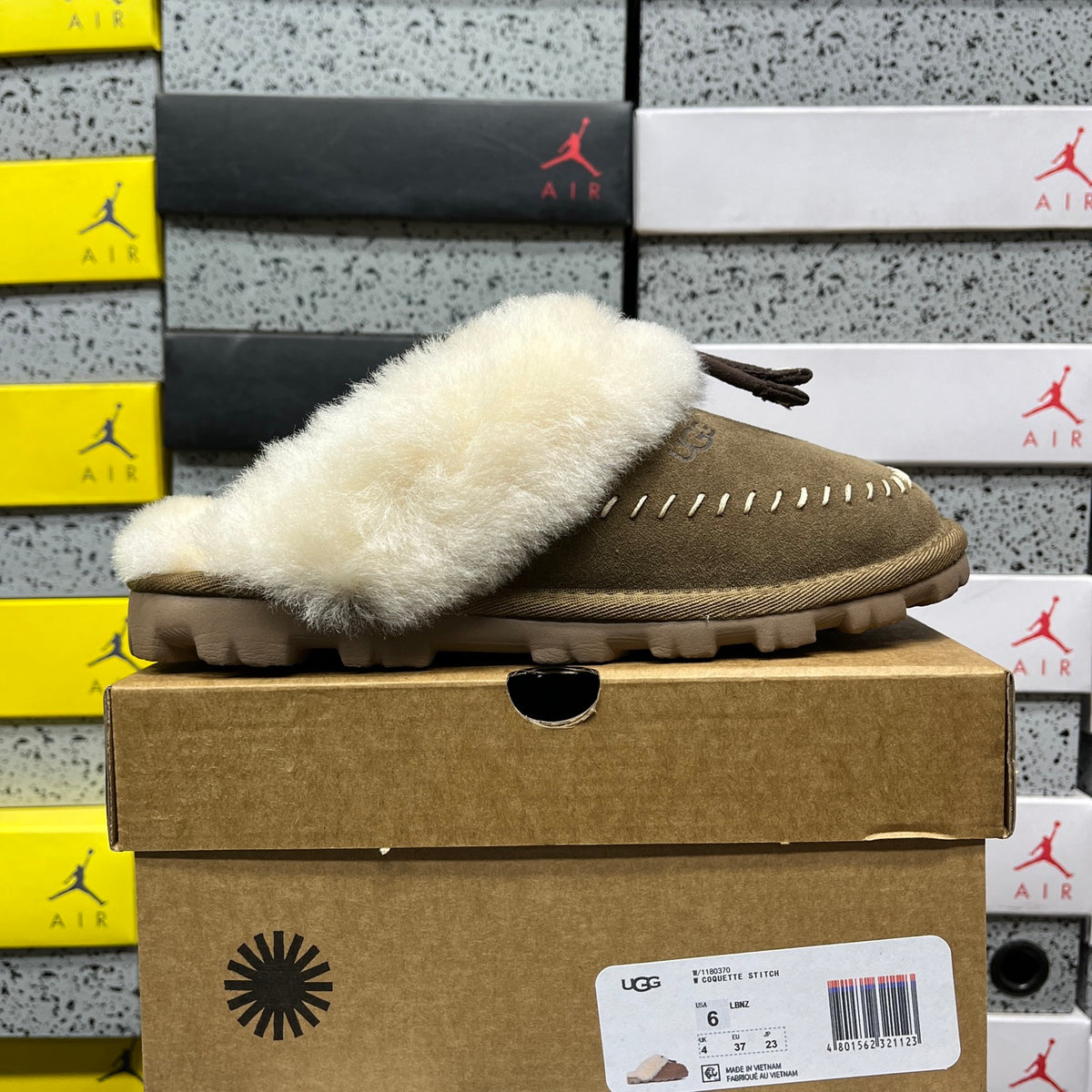 UGG Light Bronze Slip-On Shoes with Cream Plush Collar