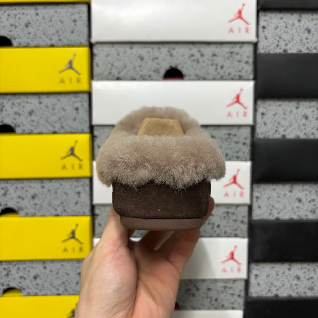 UGG Cocoa Brown Moccasin Slippers with Plush Collar