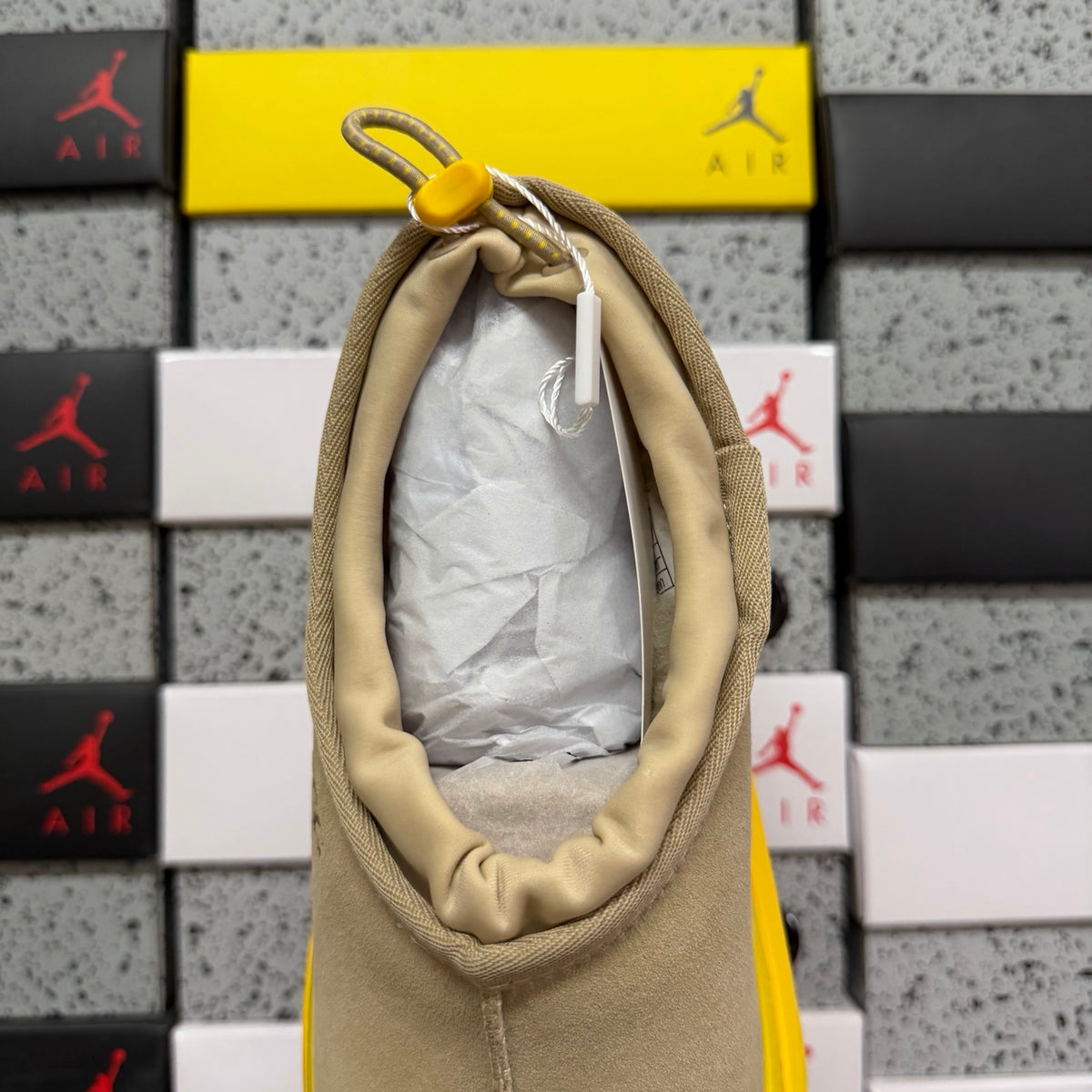 UGG Beige Drawstring Slip-On Shoes with Yellow Chunky Sole