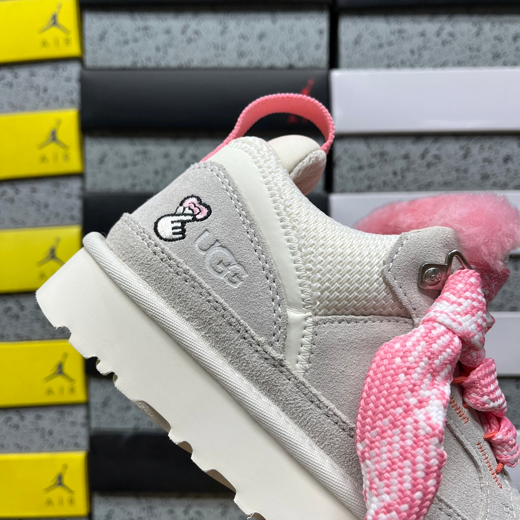 UGG White & Pink Lowmel Lace-Up Platform Shoes