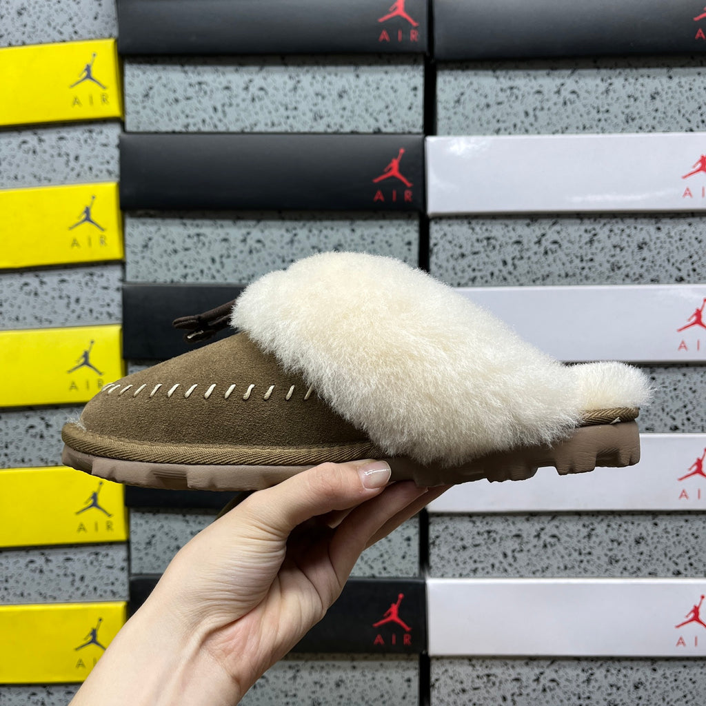 UGG Light Bronze Slip-On Shoes with Cream Plush Collar