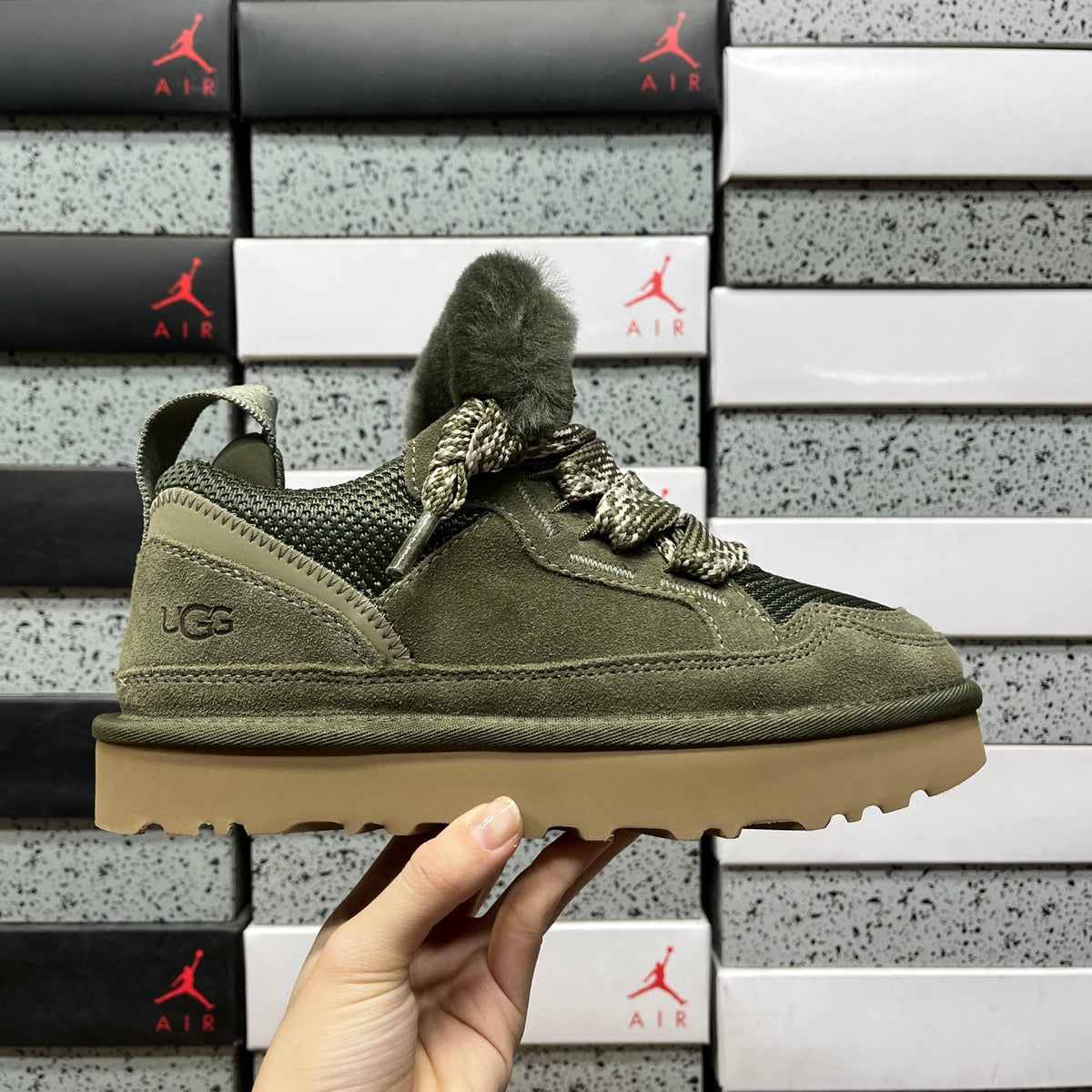 UGG Moss Green Lowmel Lace-Up Shoes