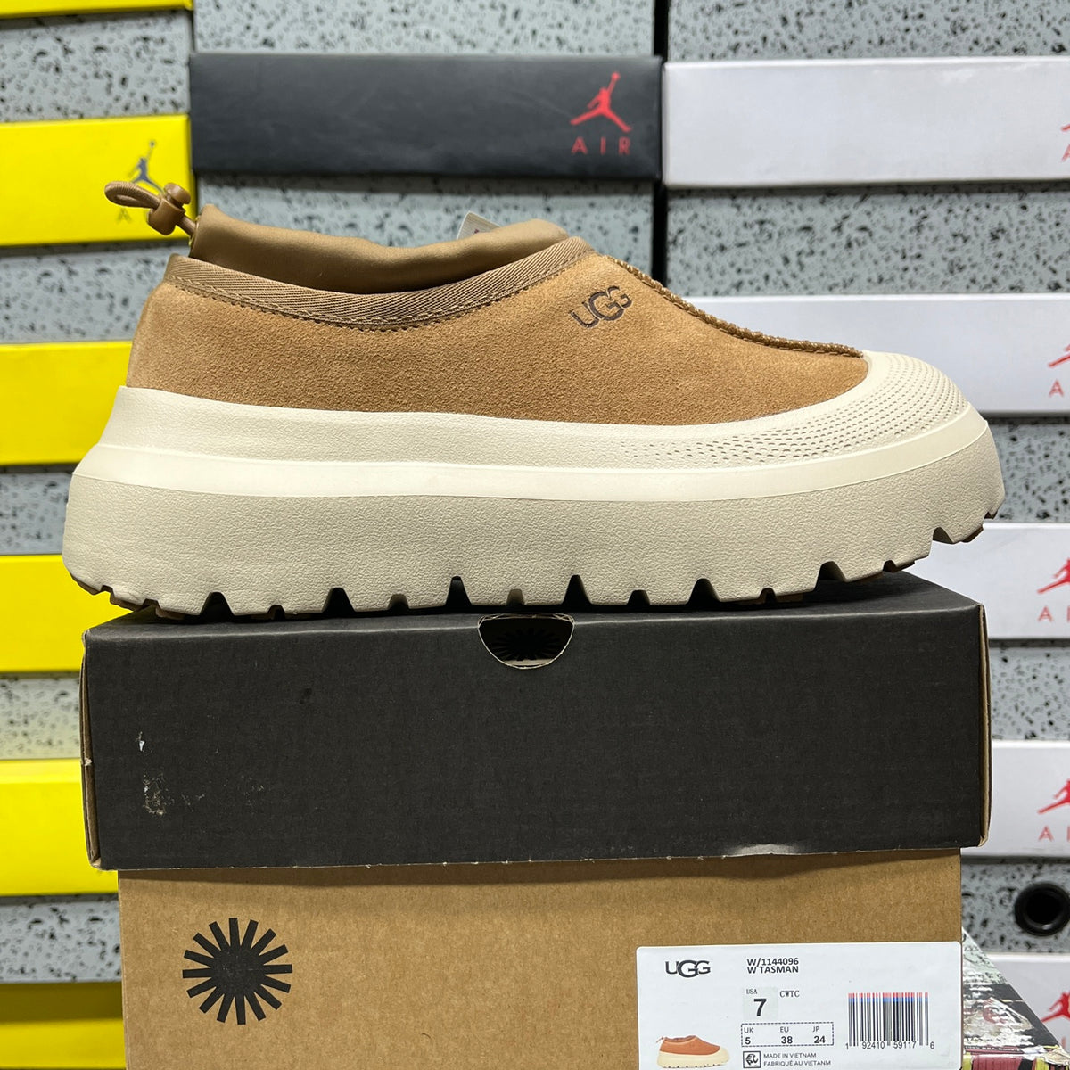 UGG Chestnut Drawstring Slip-On Shoes with Cream Chunky Sole