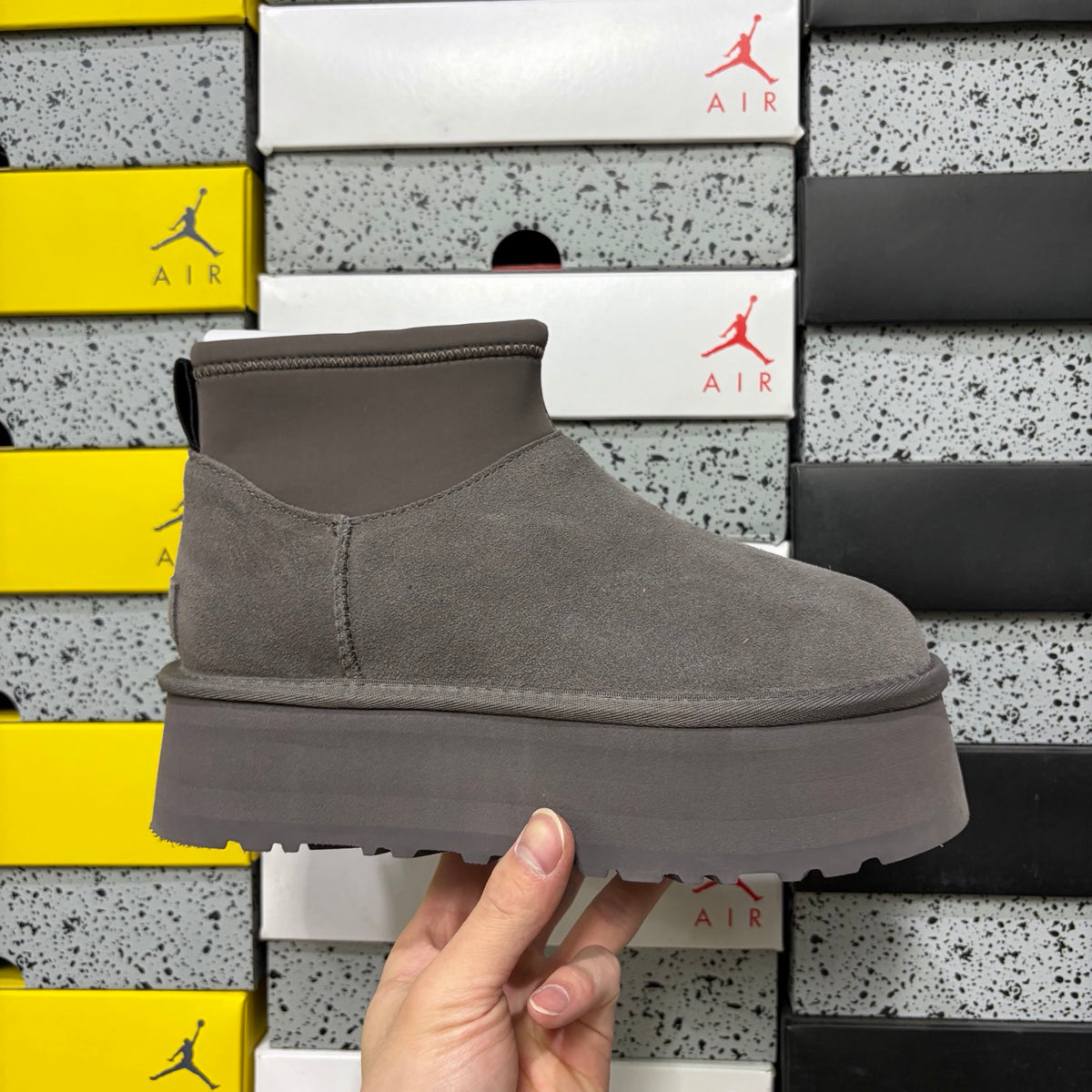 UGG Thundercloud Grey Platform Ankle Boots