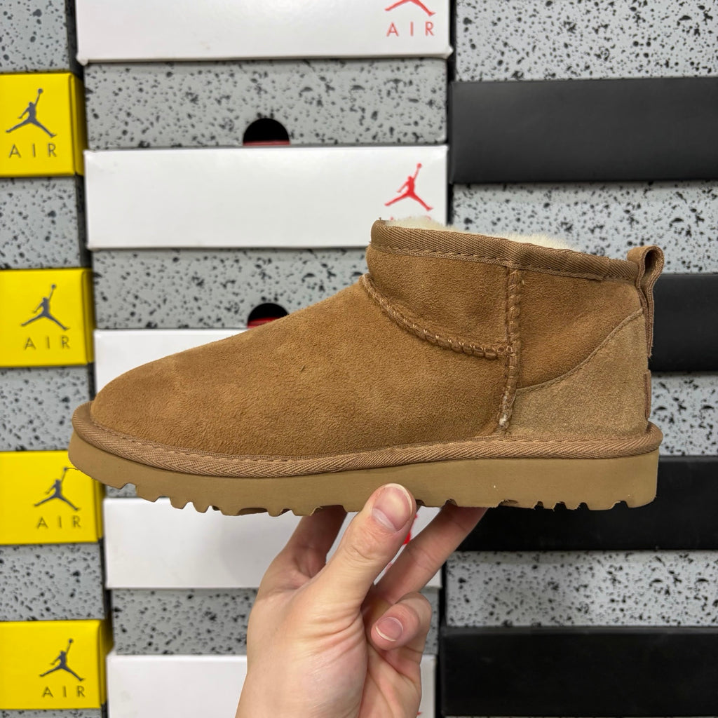 UGG Chestnut Mini Pull-On Ankle Boots with Cream Plush Lining