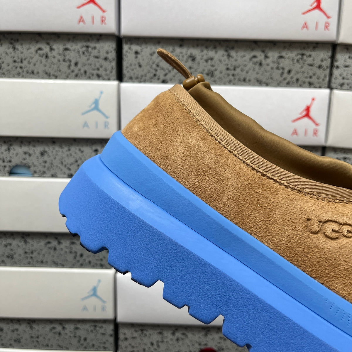 UGG Chestnut Drawstring Slip-On Shoes with Blue Chunky Sole