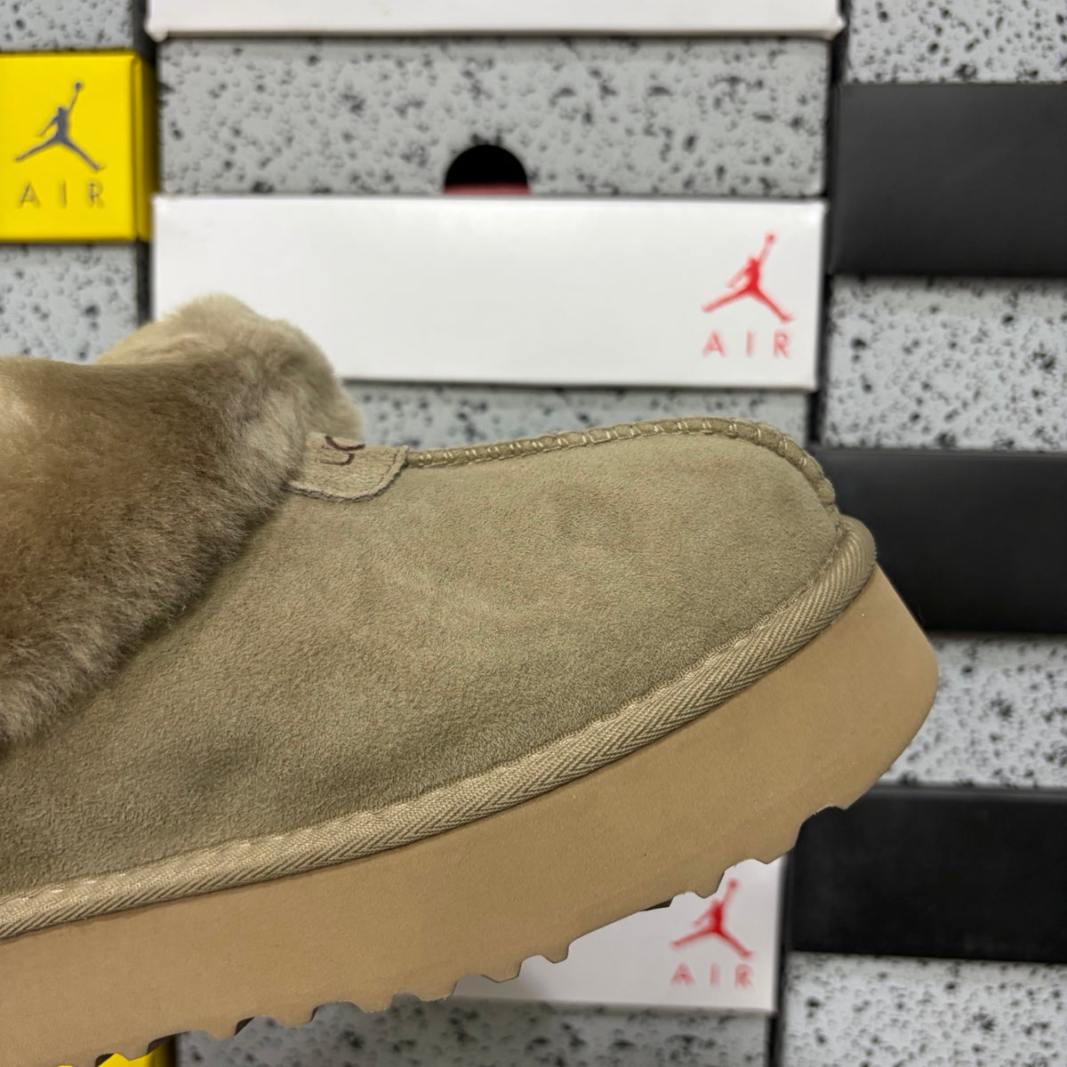 UGG Antelope Brown Slip-On Shoes with Plush Foldover Collar
