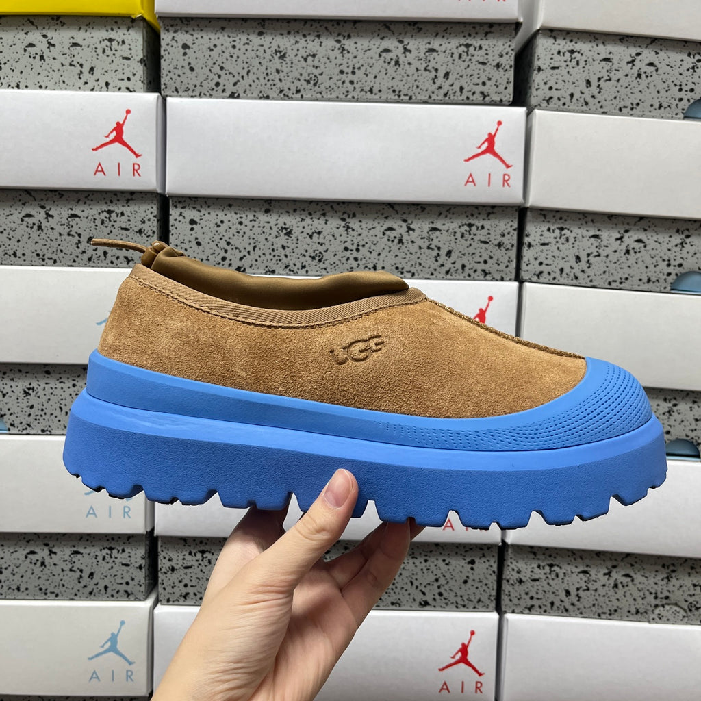 UGG Chestnut Drawstring Slip-On Shoes with Blue Chunky Sole