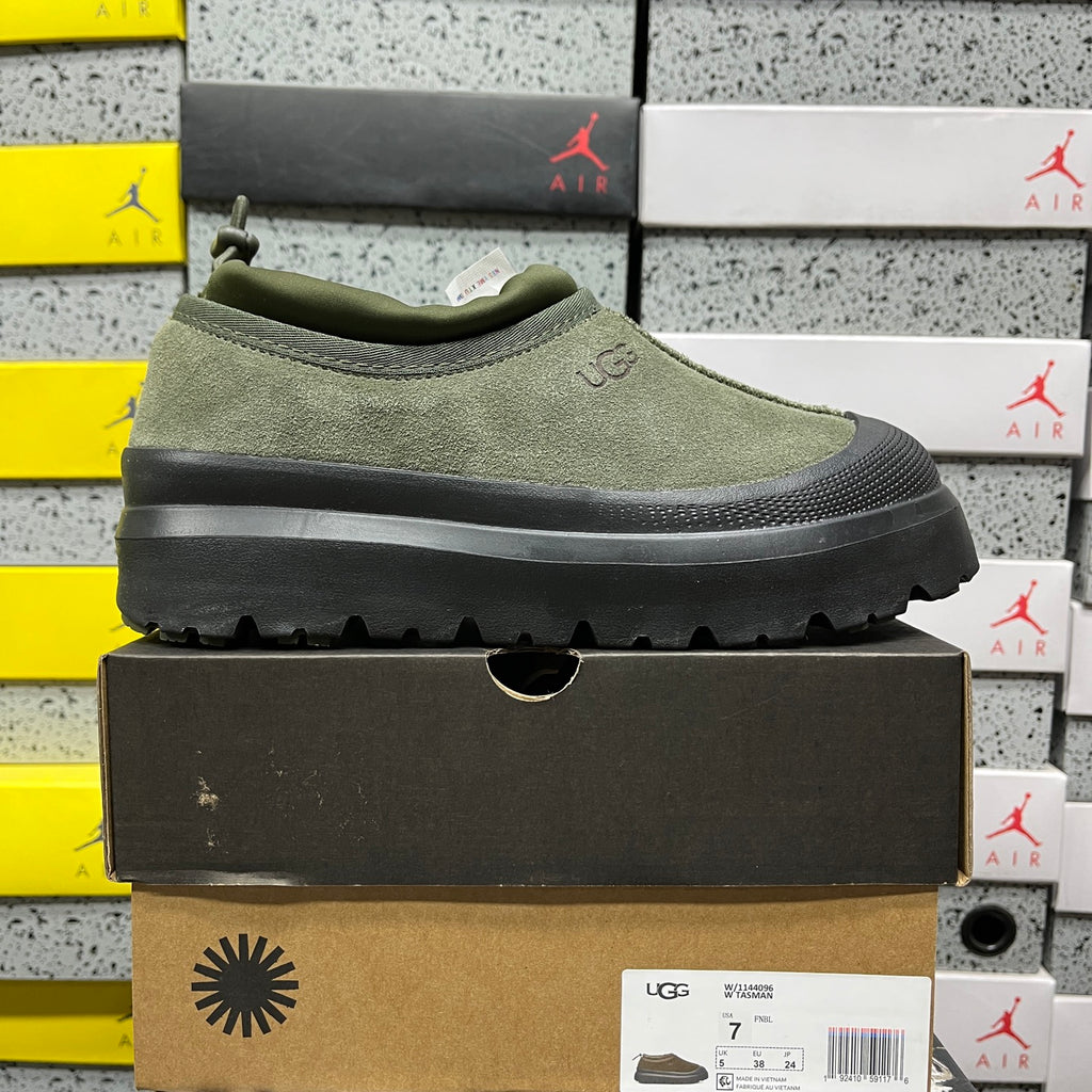 UGG Olive Green Drawstring Slip-On Shoes with Black Chunky Sole