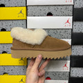 UGG Chestnut Platform Slip-On Shoes with Cream Plush Collar