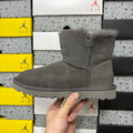 UGG Gray Button-Detail Short Boots