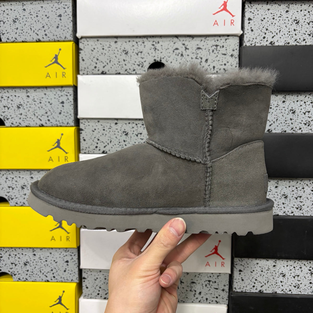 UGG Gray Button-Detail Short Boots