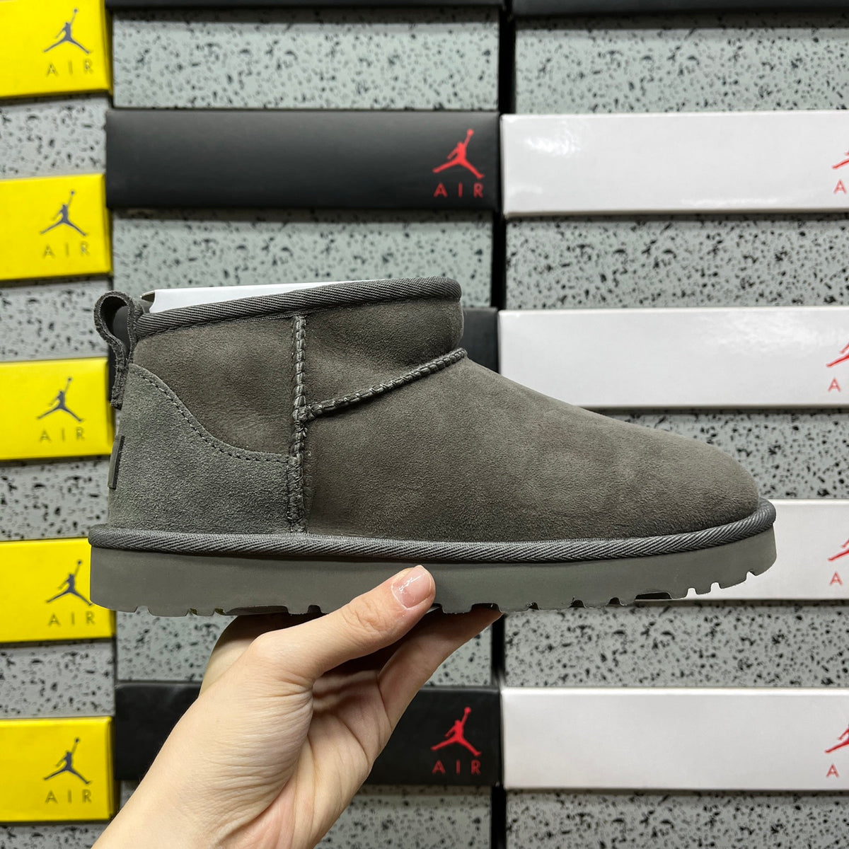UGG Grey Ultra Mini Pull-On Ankle Boots